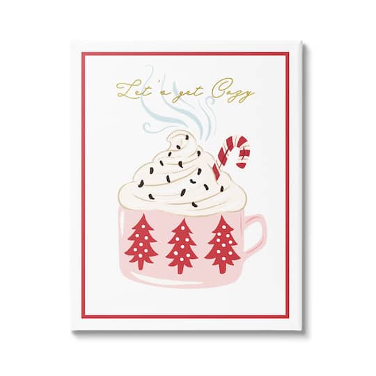 Stupell Industries Let's Get Cozy Pink Cocoa Canvas Wall Art